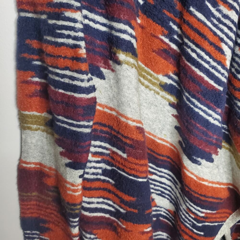 🔥 Lucky Brand Drape Front Aztec Sweater Cardigan Women's Size Small Blue Orange - Picture 6 of 15